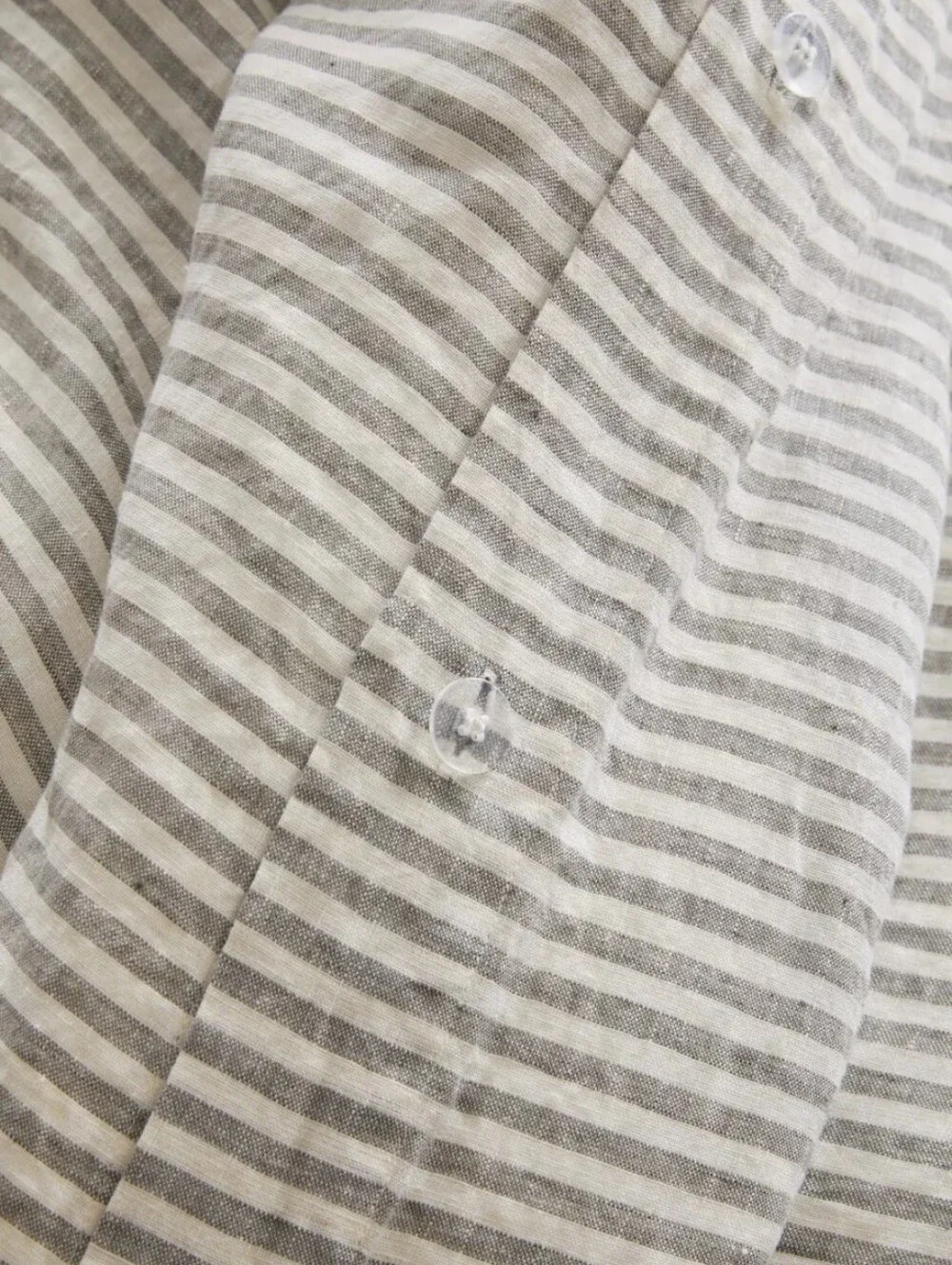 Quince European Linen Duvet Cover King / California King Gray White Stripe EUC